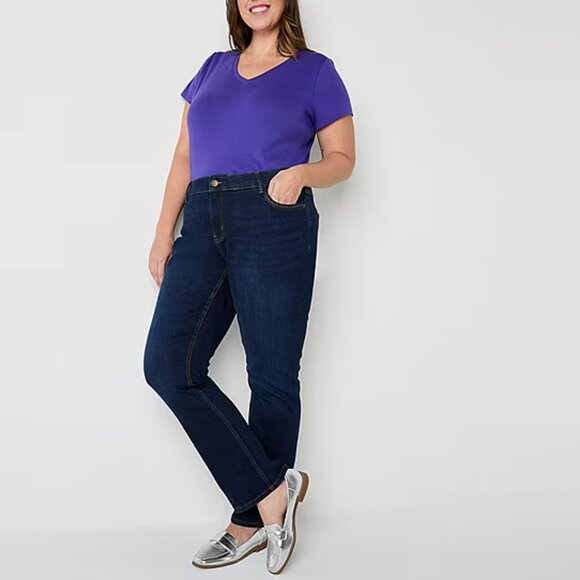 Liz Claiborne Womens Plus Mid Rise Bootcut Jean, Blue Sz 20W 925402 - Picture 2 of 3